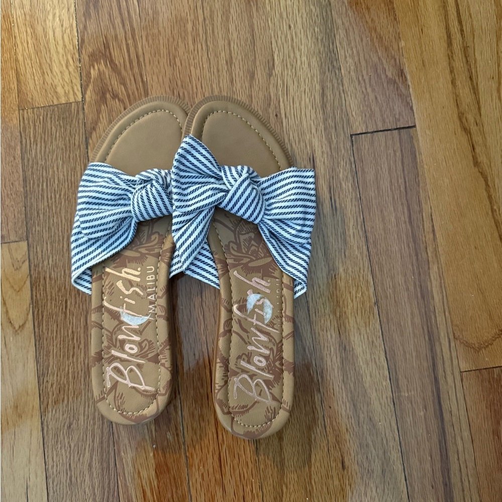 Blowfish Kids' Sandals with Blue and White Striped Bow